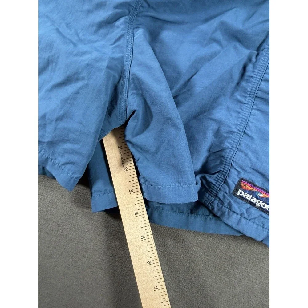 Vtg Patagonia Belted River Baggies Swim Trunks Blue Mesh Lined Wave Logo RARE L